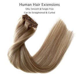Clip in Hair Extensions, Blonde Highlights Real Human Hair Clip ins 15 Inch Silky Straight Double Weft Remy Hair Extensions Clip on 7 Pieces 70G 2 Sets Full Head for White Women Clip in Hair Extensions, Blonde Highlights Real Human Hair Clip ins 15 Inch Silky Straight Double Weft Remy Hair Extensions Clip on 7 Pieces 70G 2 Sets Full Head for White Women