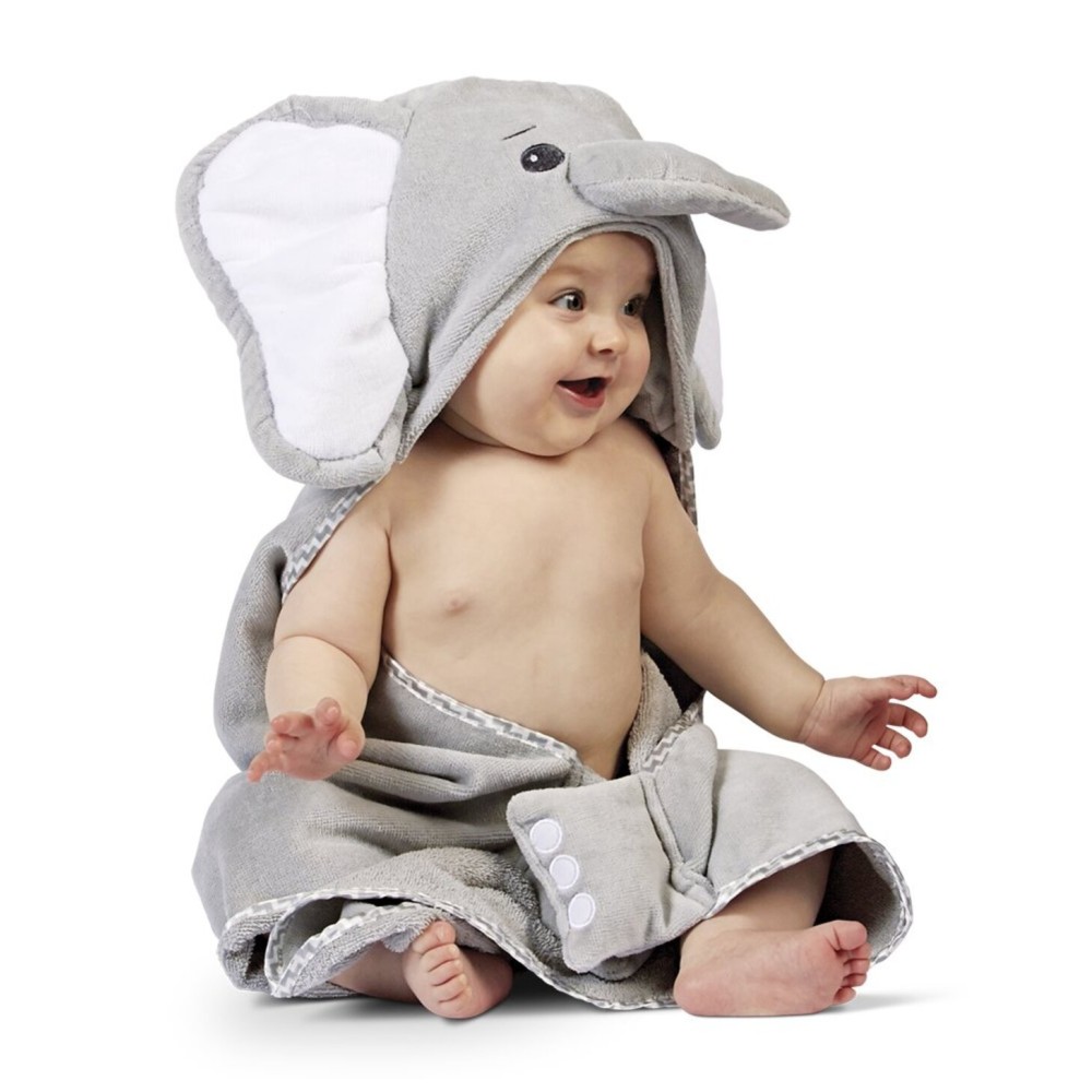 Bearington Baby Lil\' Spout Elephant Hooded Bath Towel, 24 x 24