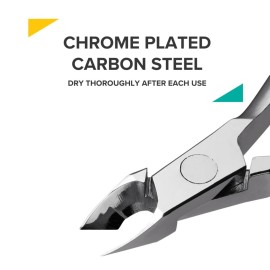 Rui Smiths Carbon Steel Cuticle Nippers - Professional Carbon Steel French Handle - 6mm Jaw, Double Spring