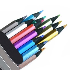 MXXGMYJ 12 Count Metallic Colored Pencils Assorted Coloring Pencil Set Wooden Drawing Pencils For Art Drawing Adult Coloring Book