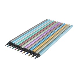 MXXGMYJ 12 Count Metallic Colored Pencils Assorted Coloring Pencil Set Wooden Drawing Pencils For Art Drawing Adult Coloring Book