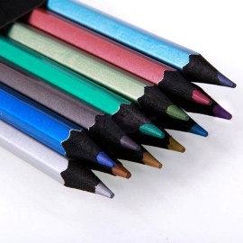 MXXGMYJ 12 Count Metallic Colored Pencils Assorted Coloring Pencil Set Wooden Drawing Pencils For Art Drawing Adult Coloring Book