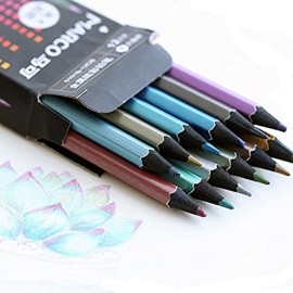 MXXGMYJ 12 Count Metallic Colored Pencils Assorted Coloring Pencil Set Wooden Drawing Pencils For Art Drawing Adult Coloring Book