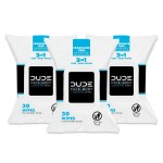 DUDE Wipes - Face and Body Wipes - 3 Pack, 90 Wipes - Unscented Wipes with Sea Salt & Aloe - 2-in-1 Body & Face Wipes - Alcohol Free and Hypoallergenic Cleansing Wipes