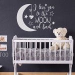 BATTOO I Love You To The Moon and Back- Moon and Stars Wall Sticker Baby Nursery Wall Decor - Kids Room Wall Decal Quotes - Baby Crib Wall Decor(white, 22WX16H)