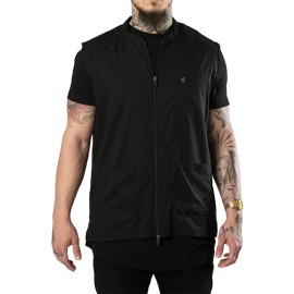 Barber Strong The Barber Vest, Men\'s Black, Hair Repellent, Ultra Lightweight and Breathable Mesh Side Panels, Sleeveless, Features 3 Pockets and 2-Way Zipper Closure - Size M, Great for Pet Grooming