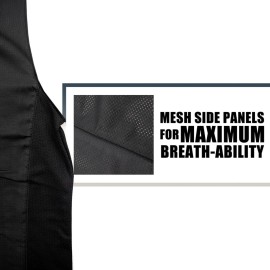 Barber Strong The Barber Vest, Men\'s Black, Hair Repellent, Ultra Lightweight and Breathable Mesh Side Panels, Sleeveless, Features 3 Pockets and 2-Way Zipper Closure - Size M, Great for Pet Grooming