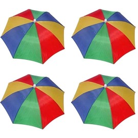 4 Pack Rainbow Umbrella Hat Cap Hands Free With He..
