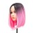 SWACC Ombre Colors Straight Short Hair Bob Wig Synthetic Colorful Cosplay Daily Party Flapper Wig for Women with Wig Cap (Pink)