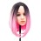 SWACC Ombre Colors Straight Short Hair Bob Wig Synthetic Colorful Cosplay Daily Party Flapper Wig for Women with Wig Cap (Pink)
