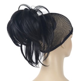 Lydell Adjustable Messy Style Ponytail Hair Extension Synthetic Hairpiece with Jaw Claw (Natural Black)