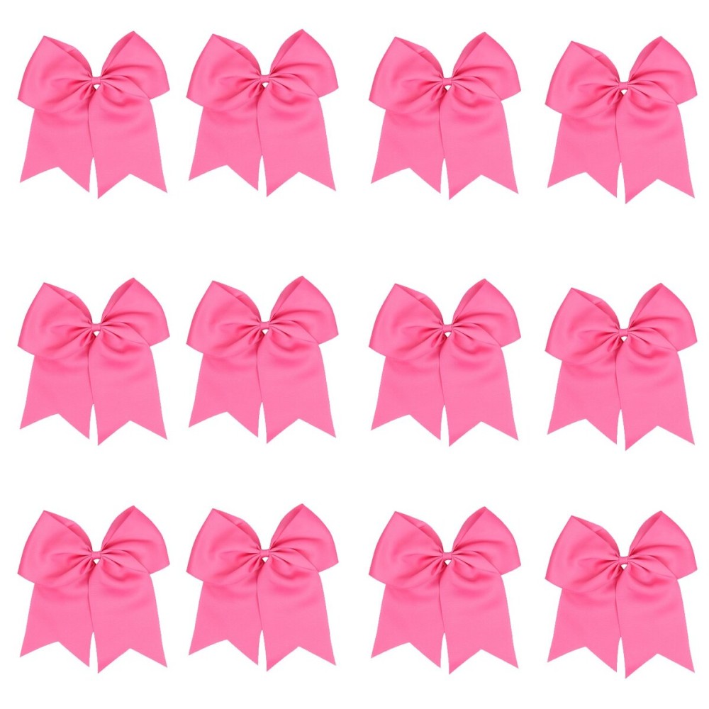 8 Inch Cheerleader Bows Ponytail Holder Solid Color Cheerleading Bows Hair Tie (Hot pink) 8 Inch Cheerleader Bows Ponytail Holder Solid Color Cheerleading Bows Hair Tie (Hot pink)