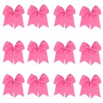 8 Inch Cheerleader Bows Ponytail Holder Solid Color Cheerleading Bows Hair Tie (Hot pink)