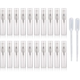 Enslz 20pcs Empty Clear 5ml Glass Spray Bottle Refillable Perfume Glass Bottles for Travel