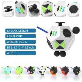 Fidget Dodecagon -12-Side Fidget Toys Cube Relieves Stress and Anxiety Anti Depression Focus Travel Toy Cube for Children and Adults Stocking Stuffers Gifts Idea (A2 White)