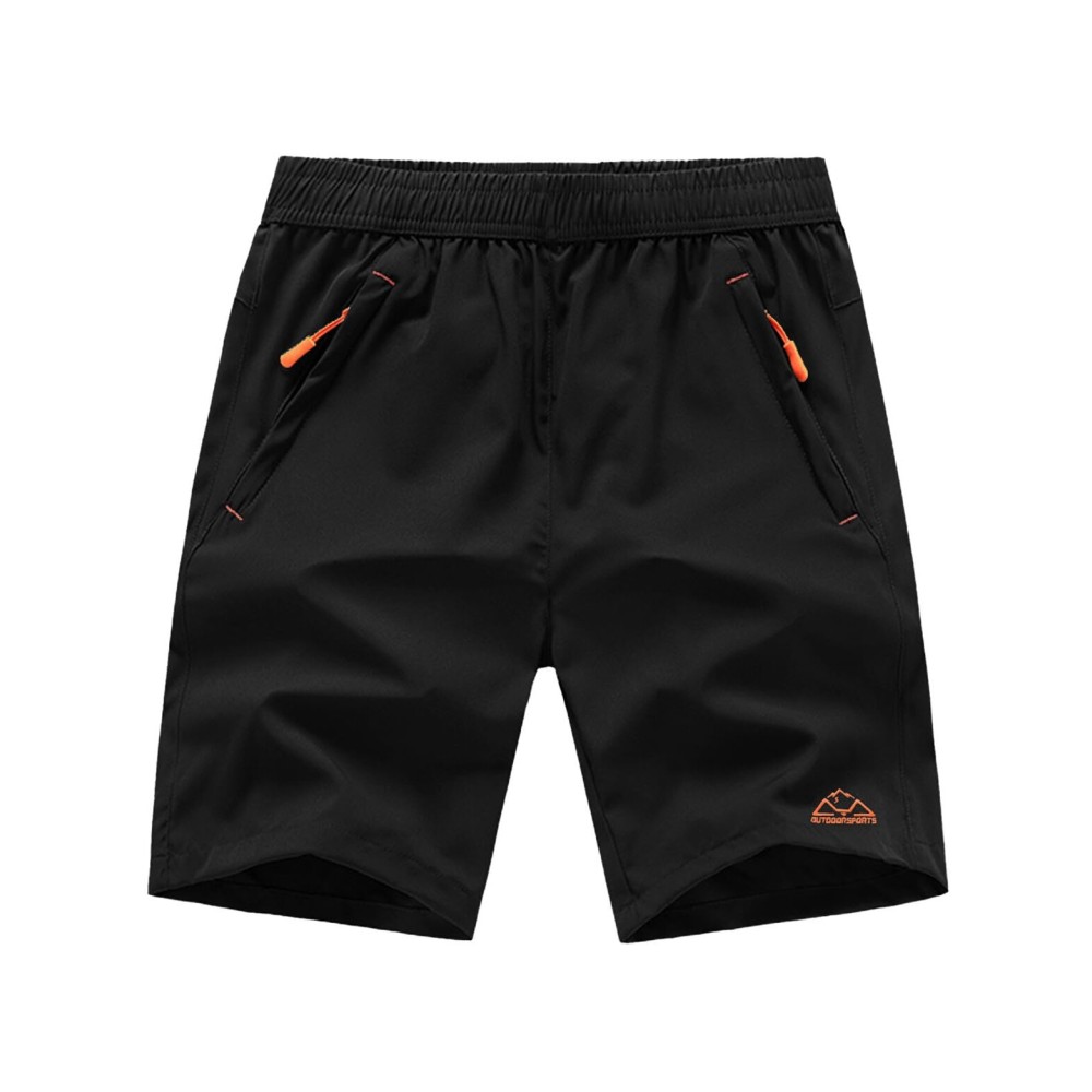 TBMPOY Men\'s Outdoor Sports Quick Dry Gym Running Shorts Zipper Pockets, 01black, Medium