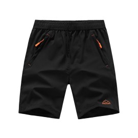 TBMPOY Men\'s Outdoor Sports Quick Dry Gym Running Shorts Zipper Pockets, 01black, Medium