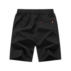 TBMPOY Men\'s Outdoor Sports Quick Dry Gym Running Shorts Zipper Pockets, 01black, Medium