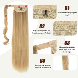 SARLA Ponytail Hair Extension Wrap Around Long Straight 24 Inch Synthetic Hairpiece for Women Jet Black SARLA Ponytail Hair Extension Wrap Around Long Straight 24 Inch Synthetic Hairpiece for Women Jet Black