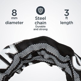Schwinn Reflective Chain Key Lock for Bike, 3 feet x 8mm Anti Theft Bicycle Lock, Security Level 4