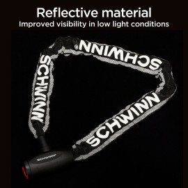 Schwinn Reflective Chain Key Lock for Bike, 3 feet x 8mm Anti Theft Bicycle Lock, Security Level 4