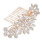 Ammei Headpiece Rose Gold Wedding Hair Comb With Pearls and Crystals Wedding Hair Accessories Bridal Headpiece Or For Parties (Rose God)