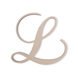 Wooden Letters by Jess and Jessica | Wooden Letters for Wall Decor | Wooden Letters to Decorate Wall | Cursive Wooden Letters | Laser Cut Wood Letters Decor for DIY | 16 Long x 1/4 Thick - Letter L