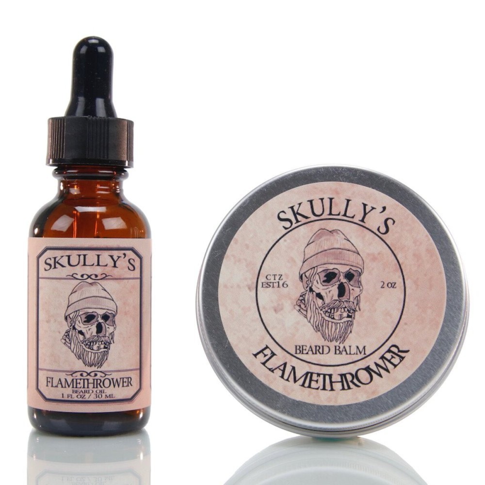 Skully\'s Beard Oil: Beard Oil 1 oz. & Beard Balm 2 oz. - Flamethrower - Cinnamon Scented