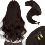 Moresoo I Tip Hair Extensions Human Hair 24 Inch Straight Itip Human Hair Extensions Darkest Brown Itip Hair Extensions Real Human Hair for Wedding 40G 50S