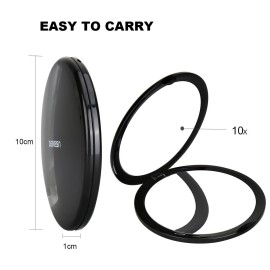 deweisn Magnifying Compact Cosmetic Mirror Elegant Pocket Handheld Makeup Mirror with Powerful 10x Magnification and 1x True View Mirror for Travel or Your Purse