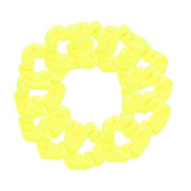 12 Pack Solid Hair Ties Scrunchies (Neon Yellow)