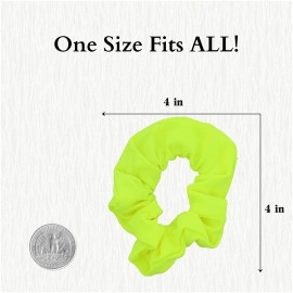 12 Pack Solid Hair Ties Scrunchies (Neon Yellow)