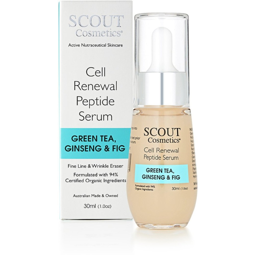 SCOUT Cosmetics Cell Renewal Peptide Face Serum With Green Tea, Ginseng And Fig