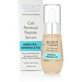 SCOUT Cosmetics Cell Renewal Peptide Face Serum With Green Tea, Ginseng And Fig