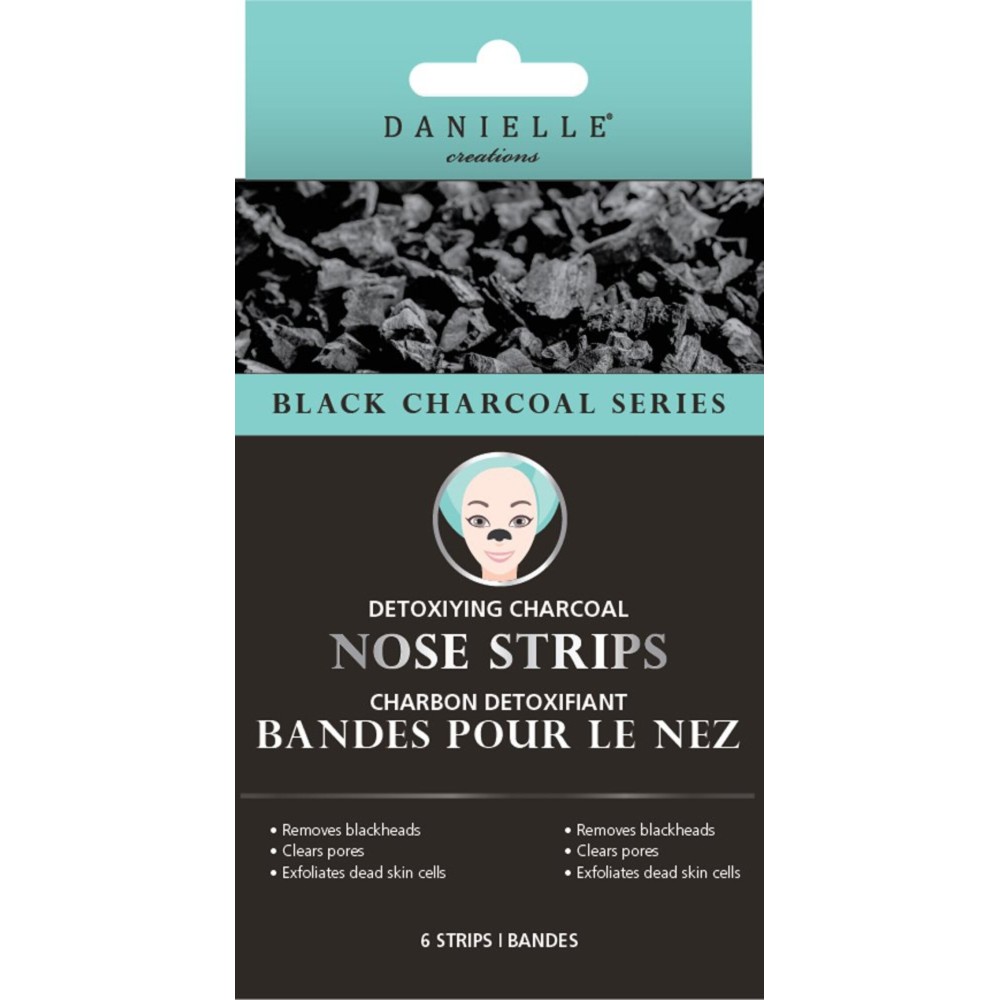 Danielle Creations Detoxifying Charcoal Nose Strips to Cleanse and Exfoliate, Removes Blackheads, 8 Pieces