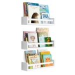Brightmaison Nursery Book Shelves - Floating Wall Shelves - Baby, Kids, Nursery Wall Decor - Wall Mount Book Organizer Storage Ledge, Display Holder for Toys - Set of 3, Ships Assembled (White)