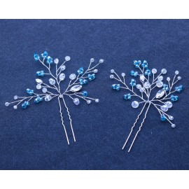 FXmimior Hair Pins Bridal Women Light Blue Crystal Vintage Wedding Party Headpiece Hair Clip Crystal Hair Accessories(pack of 2) FXmimior Hair Pins Bridal Women Light Blue Crystal Vintage Wedding Party Headpiece Hair Clip Crystal Hair Accessories(pack of 2)
