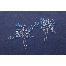 FXmimior Hair Pins Bridal Women Light Blue Crystal Vintage Wedding Party Headpiece Hair Clip Crystal Hair Accessories(pack of 2) FXmimior Hair Pins Bridal Women Light Blue Crystal Vintage Wedding Party Headpiece Hair Clip Crystal Hair Accessories(pack of 2)