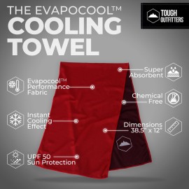 Tough Outdoors Cooling Towel - Cooling Towels for Neck & Face - Ice Wrap & Sweat Rag for Camping Gym Yoga & Sports - Workout Towel for Gym Sweat - Cool Towels for Extreme Heat