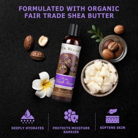 Dr. Woods Raw African Liquid Black Soap - Body Wash for Men and Women, Contains Organic Shea Butter, Gentle Exfoliant, Natural Cleanser for Face, Hands, and Body - 8 Fl Oz