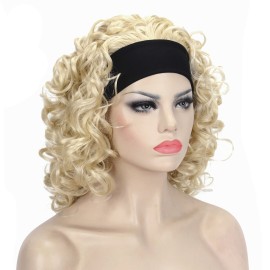 Lydell 12 Super Curly Wigs Pale Blonde Synthetic Headband Wigs (613 Blonde)