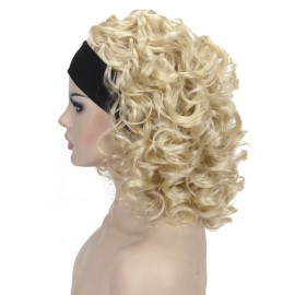 Lydell 12 Super Curly Wigs Pale Blonde Synthetic Headband Wigs (613 Blonde)