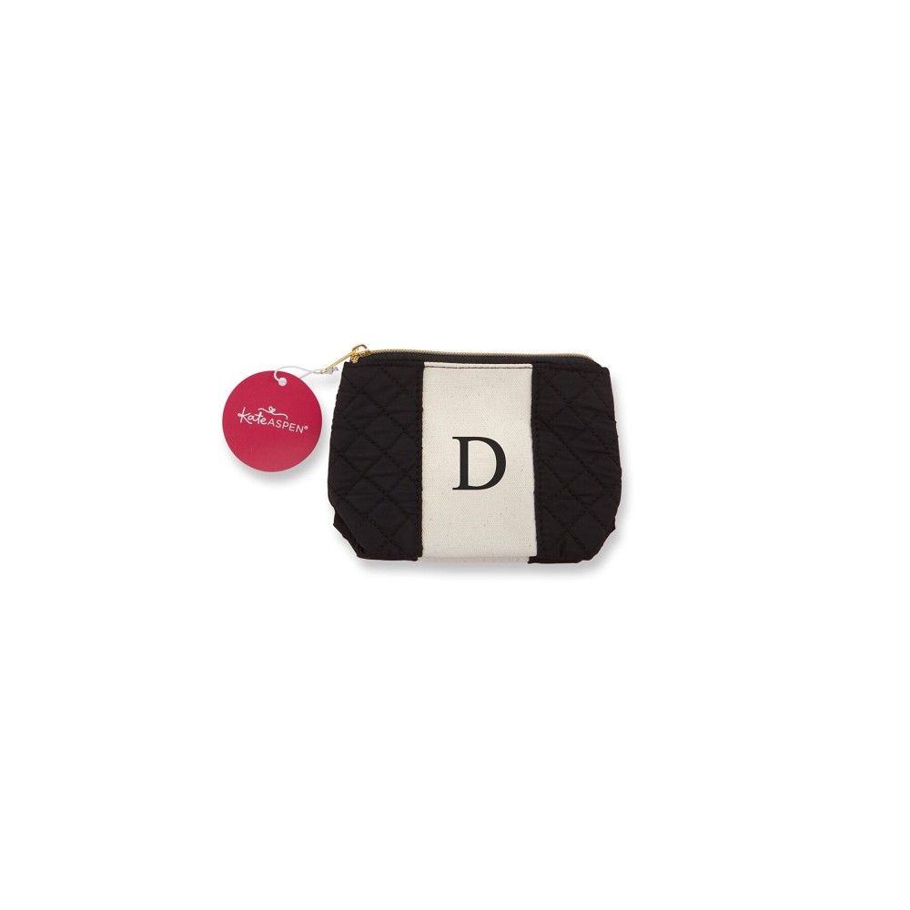 Kate Aspen Black and White D Makeup Monogram Make up Bags, One Size