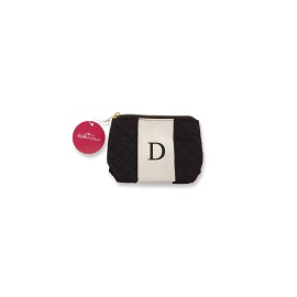 Kate Aspen Black and White D Makeup Monogram Make up Bags, One Size