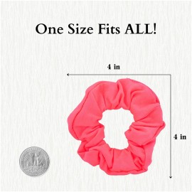 12 Pack Solid Hair Ties Scrunchies (Neon Pink)