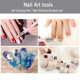 10pcs Nail Art Gel Carving Pen Nail Dotting Tool Silicone Nail Brushe Set Nail Tools Pottery Clay Sculpting Tools,Acrylic Nail Dotting Pen 2 Way Double Ended 10pcs Nail Art Gel Carving Pen Nail Dotting Tool Silicone Nail Brushe Set Nail Tools Pottery Clay Sculpting Tools,Acrylic Nail Dotting Pen 2 Way Double Ended