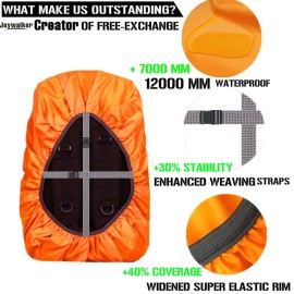 Joy Walker Backpack Rain Cover Waterproof Breathable Suitable for (15-30L, 30-40L, 40-55L, 55-70L, 70-90L) Backpack Hiking/Camping/Traveling (orange, Middle (for 30-40L backpack))