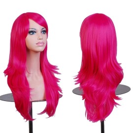 ANESHE Wigs 28 Long Wavy Hair Heat Resistant Cosplay Wig for Women (Rose)