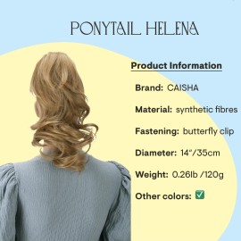 CAISHA 14 Wavy Clip On Ponytail With Butterfly Clip Hairpiece Heat-resistant Synthetic Fibres Dark Blond H135