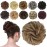 FESHFEN Messy Bun Hair Piece - Elastic Wavy Curly Hair Bun Scrunchies Extensions Synthetic Chignon Hairpieces for Women Girls, Brown & Blonde 1 PCS